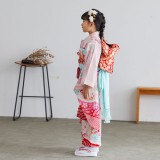 七五三七歳四つ身：N079 【正絹】淡ピンク 総絞り 熨斗束に手毬