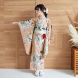 七五三七歳四つ身：N106 SUGAR KEI コーラルピンク 花々 | 七五三着物