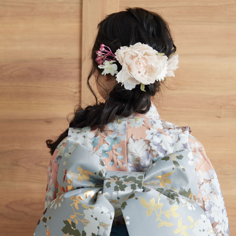 七五三七歳四つ身：N106 SUGAR KEI コーラルピンク 花々 | 七五三着物