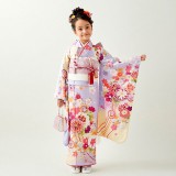 七五三七歳四つ身：N118 式部浪漫 藤 花の薬玉 | 七五三着物レンタル