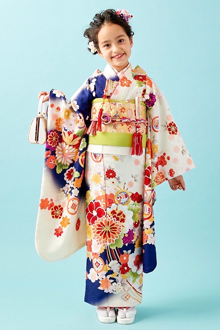 七五三七歳四つ身：N116 式部浪漫 ローズ 花の薬玉 | 七五三着物