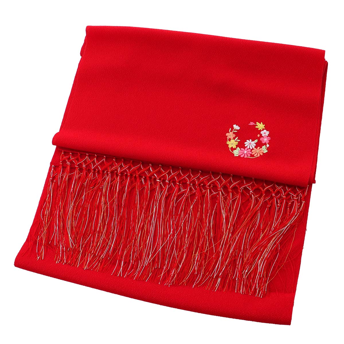 七五三七歳四つ身：N136 式部浪漫 白×緑 辻が花風 | 七五三着物