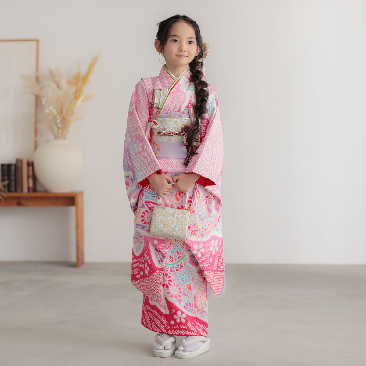 総絞り着物セット　七五三　7歳　総絞り　正絹　お誂え品　美品　フルセット 七五三 7歳 正絹 本総絞り 着物 セット 女の子 十三参り向け