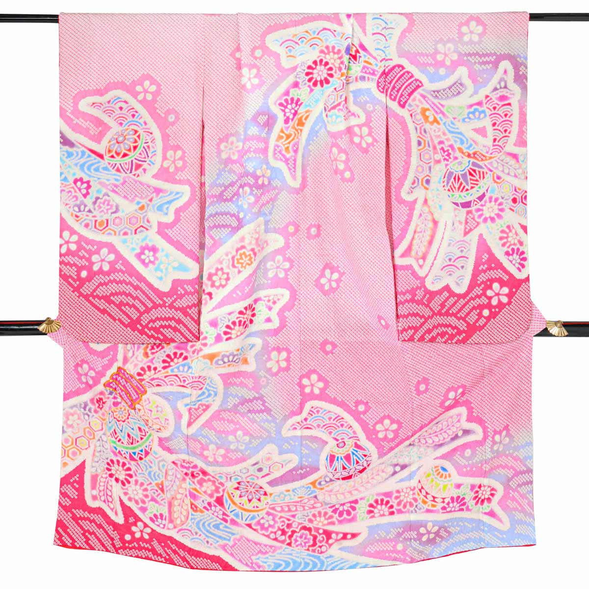 七五三に♡総絞り ピンク お着物 セット 7歳 100cm キッチン・日用品・その他 七五三7歳ピンク総絞り着物セット