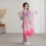 七五三七歳四つ身：N149 【正絹】総絞り ピンク 熨斗束に手毬 | 七五三