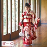 七五三七歳四つ身：N159 紅一点 【正絹】赤 車輪吉祥文 | 七五三着物