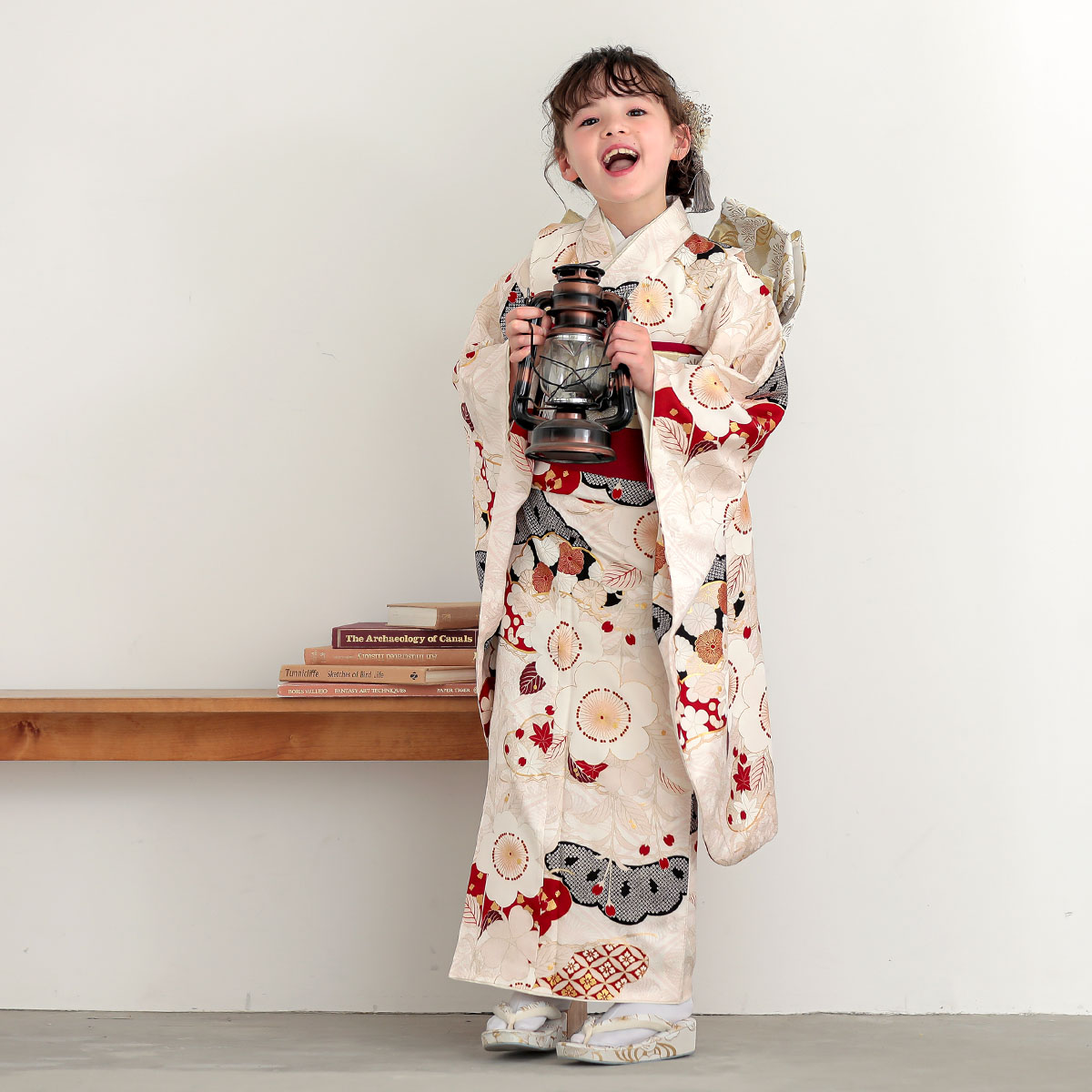 七五三七歳四つ身：N162 紅一点 【正絹】桜色 梅に松 | 七五三着物