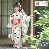 七五三七歳四つ身：N163 紅一点 【正絹】水色 梅に松 | 七五三着物