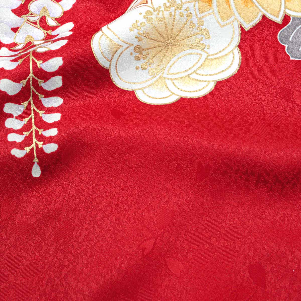 七五三七歳四つ身：N190 赤 桜に扇面 | 七五三着物レンタル | 京都着物