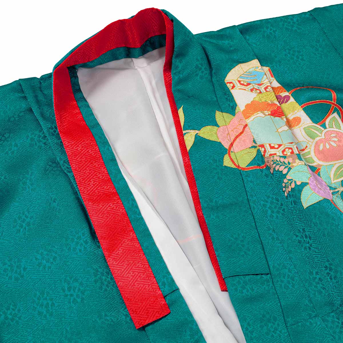 七五三七歳四つ身：N197 吉澤の友禅 【正絹】ブルーグリーン 貝