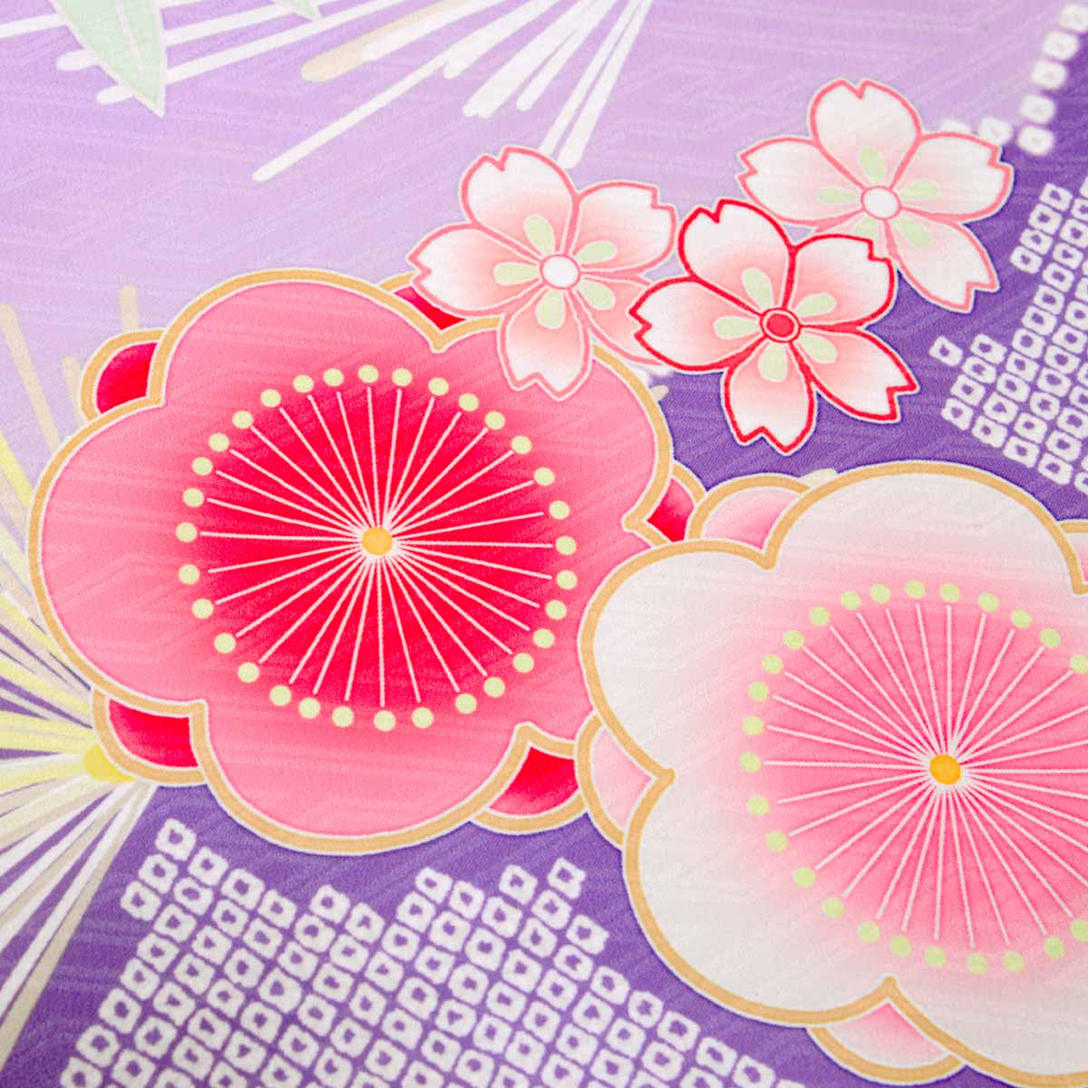 七五三七歳四つ身：N199 式部浪漫 藤色 梅に手毬 | 七五三着物レンタル