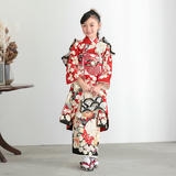 七五三七歳四つ身：N211 華徒然 赤 花車 | 七五三着物レンタル | 京都