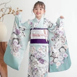 七五三七歳四つ身：N219 水色 梅に桜 | 七五三着物レンタル | 京都着物
