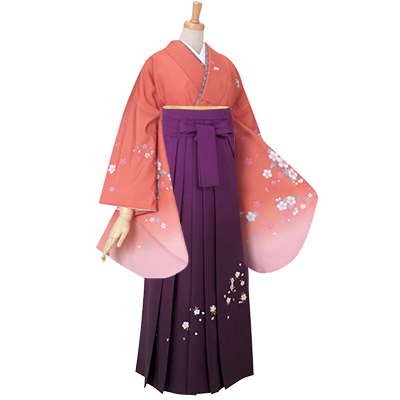 二尺袖袴：G056 【訳あり】サーモンピンク 桜柄☆(宅)│ 袴レンタル