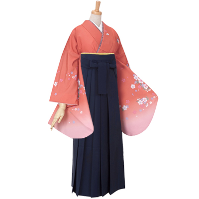 二尺袖袴：G056 【訳あり】サーモンピンク 桜柄☆(宅)│ 袴レンタル