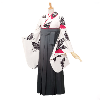 二尺袖袴：和風館G235 白 蝶々☆│ 袴レンタル │ 京都着物レンタル夢館