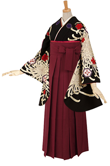 二尺袖袴：ジャパンスタイルG296 黒 菊と亀甲│ 袴レンタル │ 京都