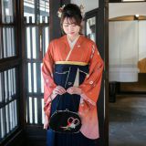 2尺袖 ポリエステル着物 紋意匠 桜 袴向き 二尺袖（着物だけ）】N-16 赤 桜に水紋 | 髪結・レンタル着物