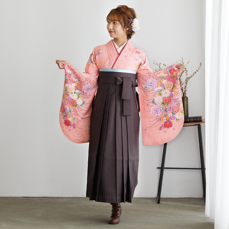 2尺袖 ブランド ポリエステル着物 和風館 縦金通し 大輪 袴用 二尺 2尺