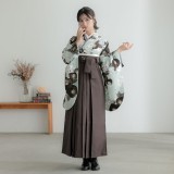 二尺袖袴：G1000 オフホワイト 赤椿に梅│ 袴レンタル │ 京都着物