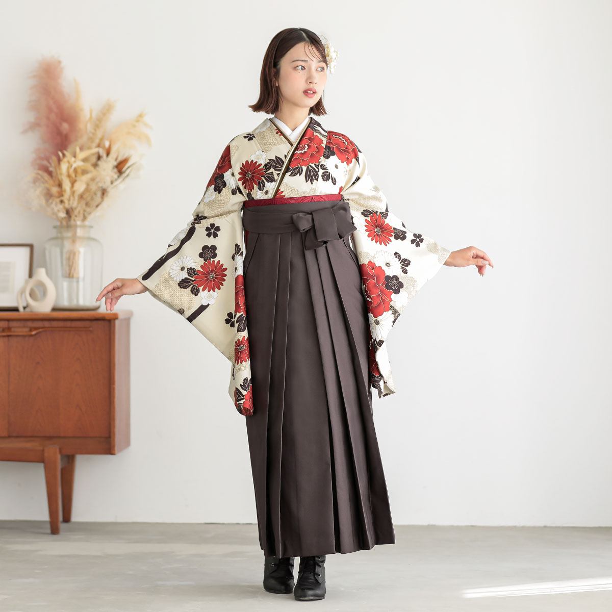 HAKAMA [3点SET]菊×牡丹柄二尺袖・袴 S HAKAMA [3点 HAKAMA [3点SET]菊