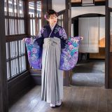 二尺袖袴：PATTi PATTiG325 黒・青紫 蝶とバラ│ 袴レンタル │ 京都