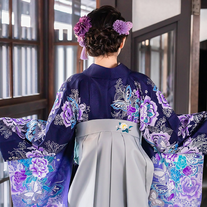 二尺袖 着物 袴フルセット From KYOTO ショート丈 紫色 袴変更可能 二尺袖 着物 袴フルセット From KYOTO 袴変更可能 NO39571の通販