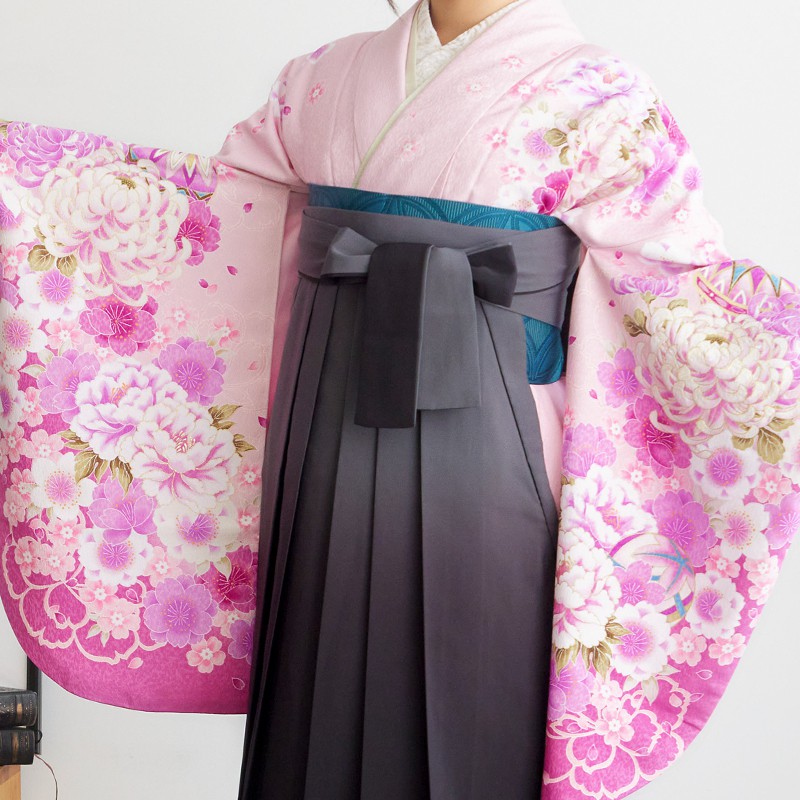 値下げしました！美品・袴 90cm 菊大判柄 ピンク レンタル着物DDD846×袴PSD088 | 【京都さがの館】卒業式袴レンタル