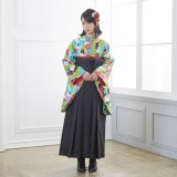 専用です☆ブランド九重着物 二尺袖袴：九重G543 黄緑 矢絣と花│ 袴レンタル │ 京都着物レンタル夢館