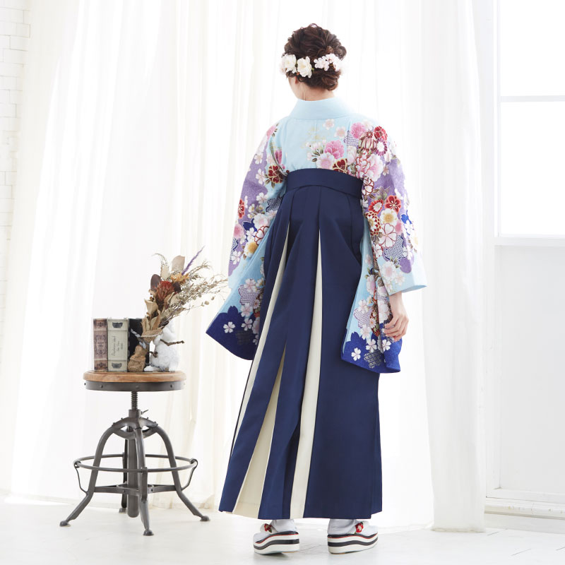 二尺袖袴：G603 水色 菊鈴│ 袴レンタル │ 京都着物レンタル夢館