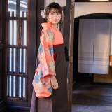 二尺袖袴：PATTi PATTiG737 サーモンピンク 菊桜牡丹│ 袴レンタル
