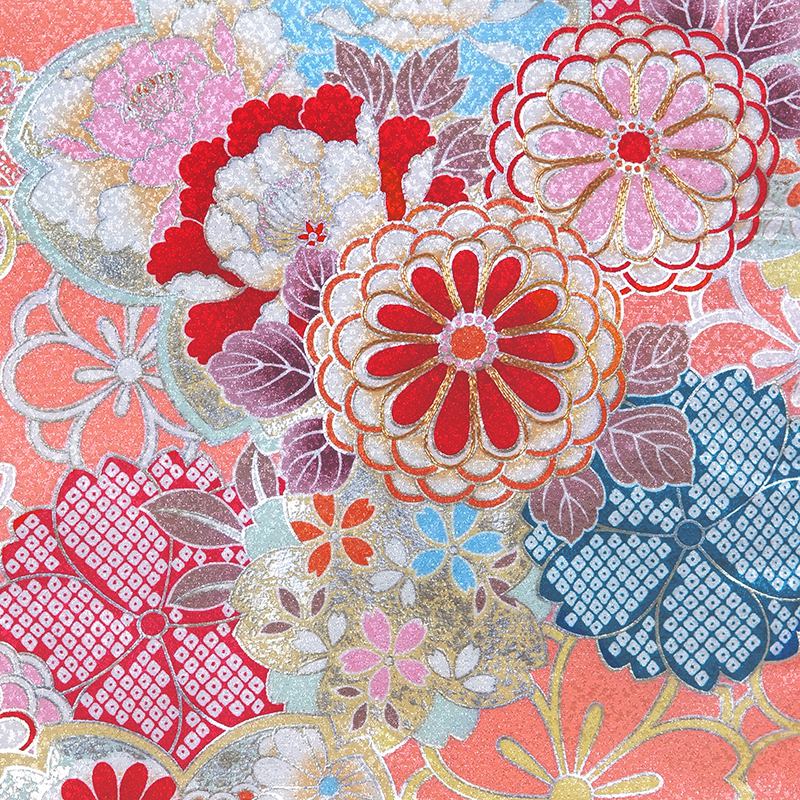 二尺袖袴：PATTi PATTiG737 サーモンピンク 菊桜牡丹│ 袴レンタル