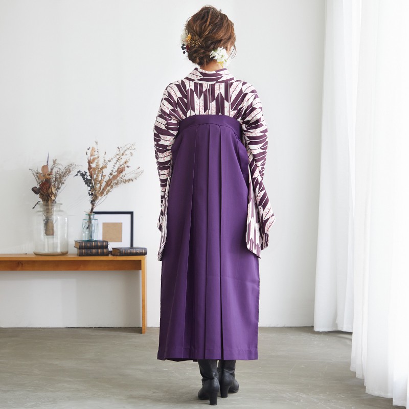 二尺袖袴：G744 紫×白 矢羽根に小桜│ 袴レンタル │ 京都着物レンタル夢館