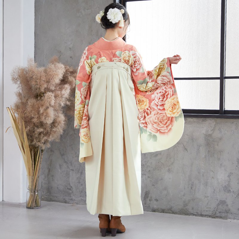 二尺袖袴：G819 ピンク 乙女な薔薇と蝶│ 袴レンタル │ 京都着物