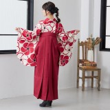 二尺袖袴：G824 赤×白 ねじり梅尽くし│ 袴レンタル │ 京都着物