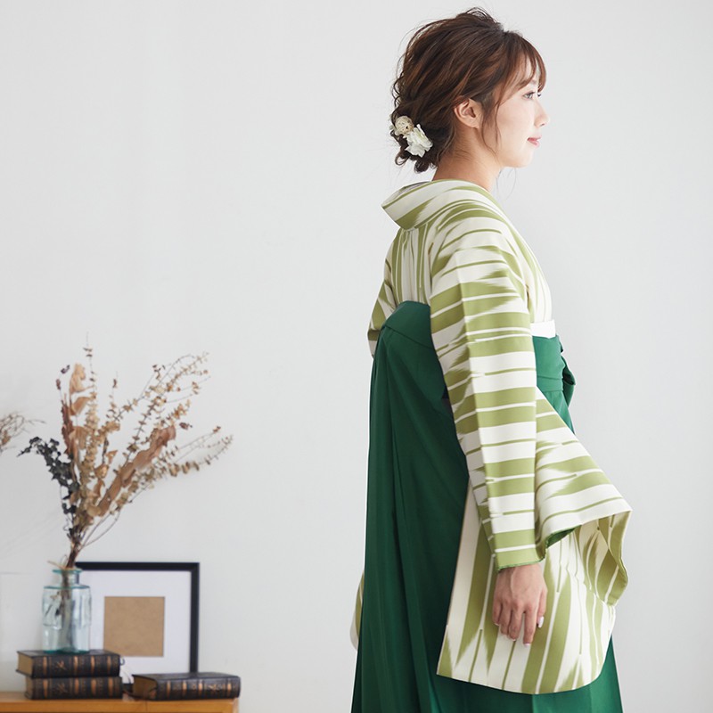 二尺袖袴：G828 黄緑×黄色 矢絣│ 袴レンタル │ 京都着物レンタル夢館