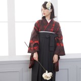 二尺袖袴：G853 黒×赤・紫 千鳥格子│ 袴レンタル │ 京都着物レンタル夢館