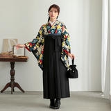 二尺袖袴：モダンアンテナG883 黒 薔薇の花│ 袴レンタル │ 京都着物