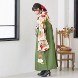 2尺袖 紅一点 ポリエステル着物 袴用 金彩 和モダン