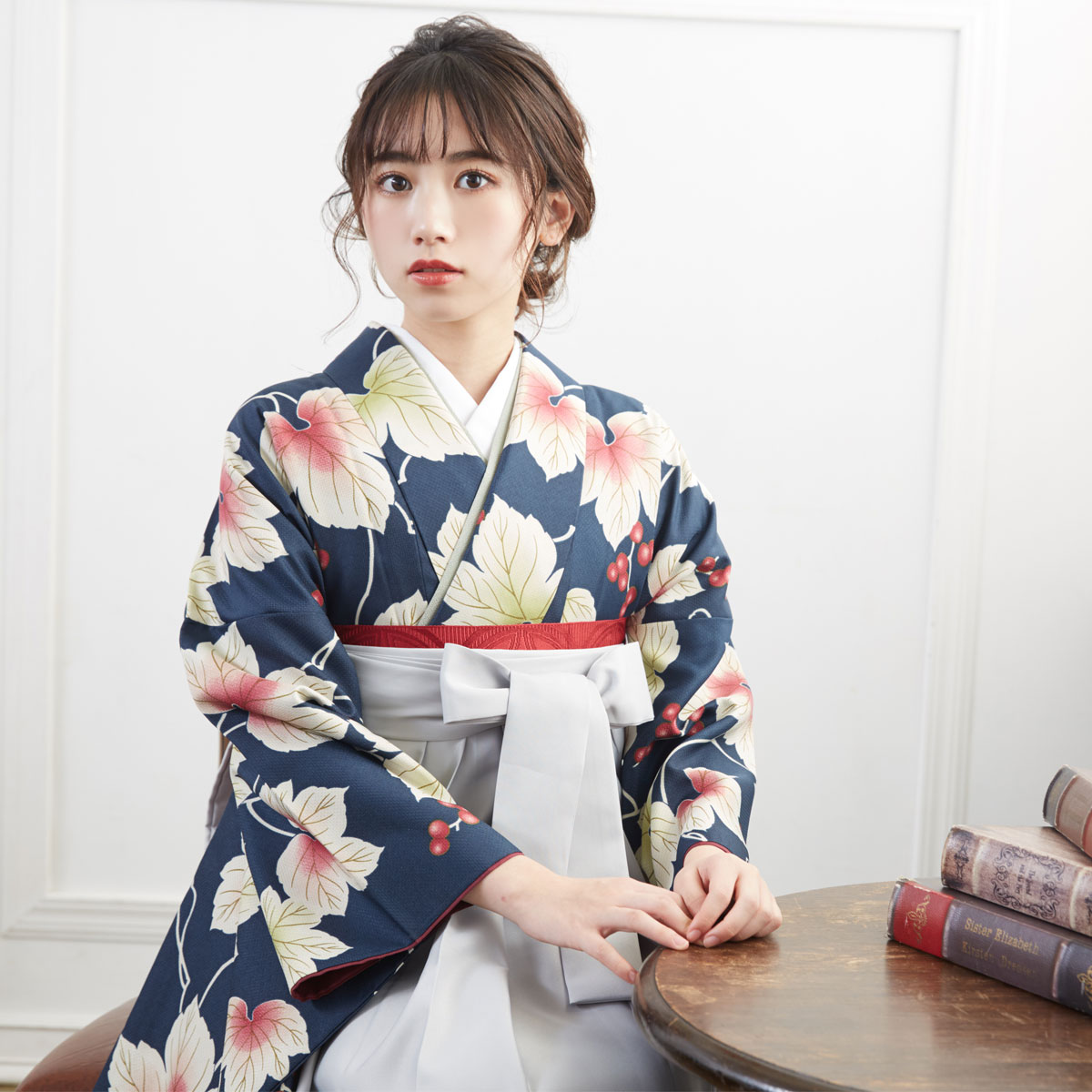 二尺袖袴：G925 紺 葡萄│ 袴レンタル │ 京都着物レンタル夢館