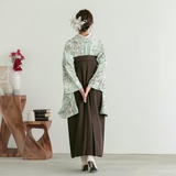 二尺袖袴：Kami ShibaiG975 ミントグリーン 薔薇にストライプ│ 袴