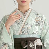 二尺袖袴：Kami ShibaiG975 ミントグリーン 薔薇にストライプ│ 袴 