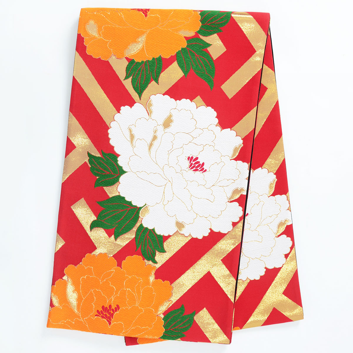 振袖：R1827 クリーム色 雲波に牡丹(絹)(R1828)│ 振袖レンタル