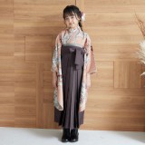 kei cosmos えりも1kg紅 黒0.9栗 山花0.5 四つ身＋袴レンタル：N106 SUGAR KEI コーラルピンク 花々│ 袴