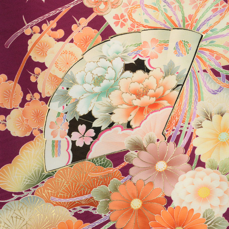 四つ身+袴レンタル:N111 華徒然 赤紫 花薬玉│ 袴レンタル 四つ身+袴レンタル:N111 華徒然 赤紫 花薬玉│ 袴レンタル