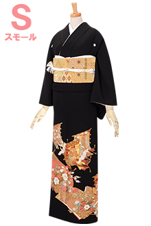黒留袖：T032 束ね熨斗と牡丹(S)| 黒留袖レンタル │ 京都着物レンタル夢館