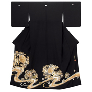 黒留袖：T075 kansai 【訳あり】金駒刺繍唐華文と鳳凰☆| 黒留袖
