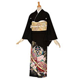 黒留袖 本場加賀友禅染 登恵弌 垣根に花 作家物 落款入 正絹