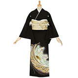 黒留袖：T227 kansai 孔雀に牡丹(紫ぼかし)| 黒留袖レンタル │ 京都