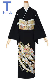 梅乃【127】正絹　黒留袖　フルセット　美品　身幅広め　飛鶴　波　流水　大人 黒留袖：T312 鶴と波| 黒留袖レンタル │ 京都着物レンタル夢館